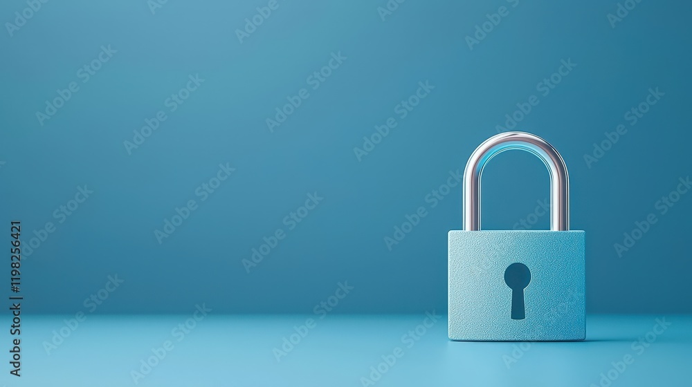Blue padlock on a blue background for security concepts Blue padlock on a blue background for security concepts
