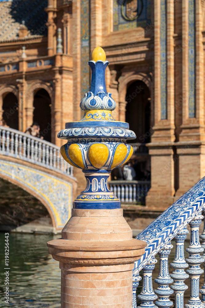 Pavillon auf der Plaza de España im Parque de María Luisa, Sevilla, Spanien, Andalusien
