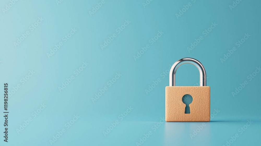 Secure Padlock on a Blue Background for Safety Concept Secure Padlock on a Blue Background for Safety Concept