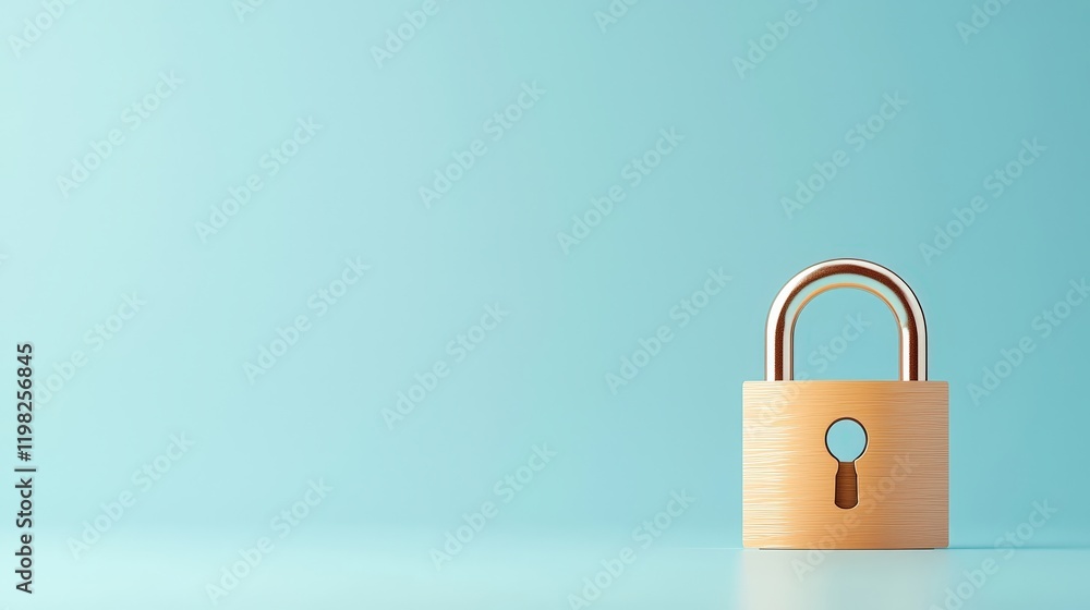 Secure Lock on a Soft Blue Background Secure Lock on a Soft Blue Background