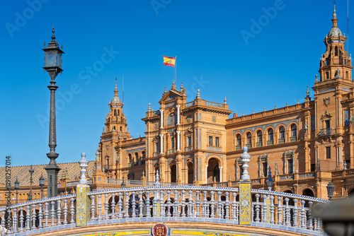 Obraz na płótnie Pavillon auf der Plaza de España im Parque de María Luisa, Sevilla, Spanien, Andalusien w salonie