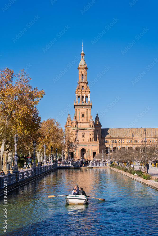 Pavillon auf der Plaza de España im Parque de María Luisa, Sevilla, Spanien, Andalusien
