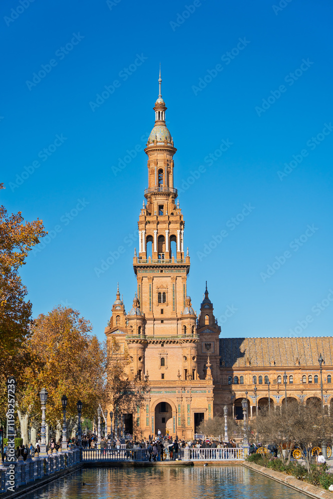 Pavillon auf der Plaza de España im Parque de María Luisa, Sevilla, Spanien, Andalusien