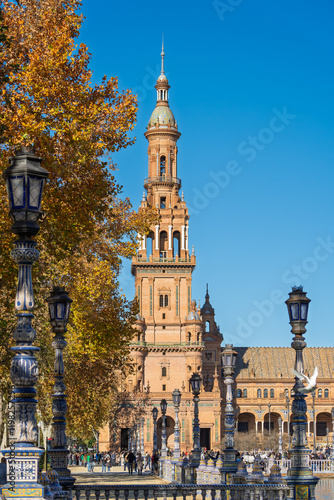 Obraz na płótnie Pavillon auf der Plaza de España im Parque de María Luisa, Sevilla, Spanien, Andalusien w salonie