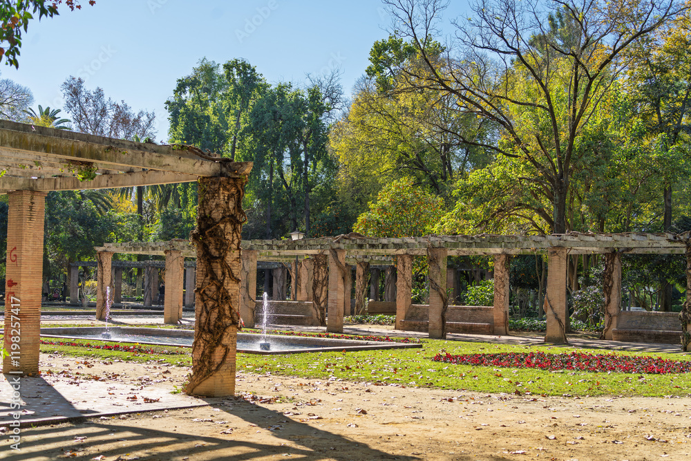 Pavillon auf der Plaza de España im Parque de María Luisa, Sevilla, Spanien, Andalusien