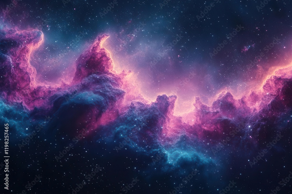 Fototapeta premium cosmic-inspired digital artwork featuring swirling nebulae and geometric patterns in deep purples and electric blues