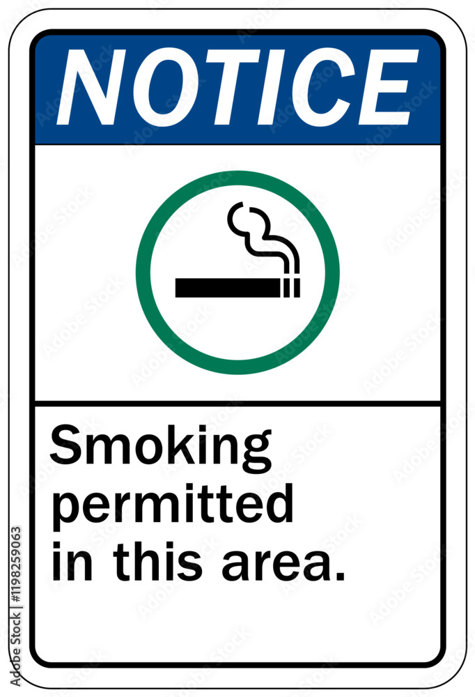 No smoking warning sign smoking permitted in this area No smoking warning sign smoking permitted in this area