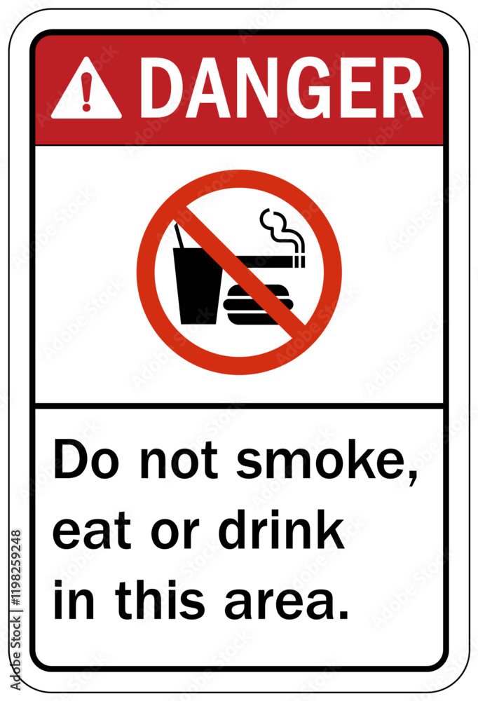 Fototapeta premium No smoking warning sign do not smoke, eat or drink in this area