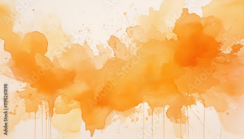 Vibrant Watercolor Splashes of an Orange on Paper Whimsical Artistry in Motion, Showcasing the Joyful Embrace of Color and Texture photo