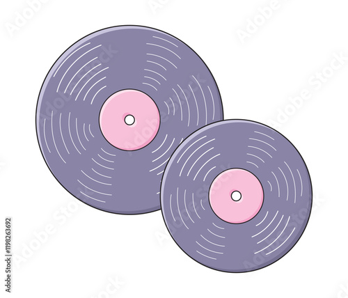 Two vinyl records isolated vector illustration