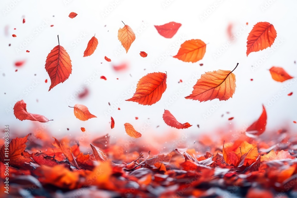 dancing maple leaves caught in gentle breeze, backlit by soft sunlight, organic composition with graceful movement on pure white background dancing maple leaves caught in gentle breeze, backlit by soft sunlight, organic composition with graceful movement on pure white background