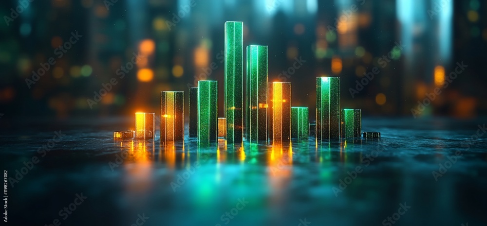 Obraz premium Glowing city skyline graph; night; futuristic