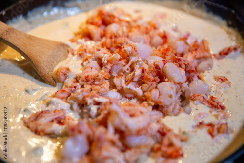 Cooking Creamy Crawfish Pasta photo