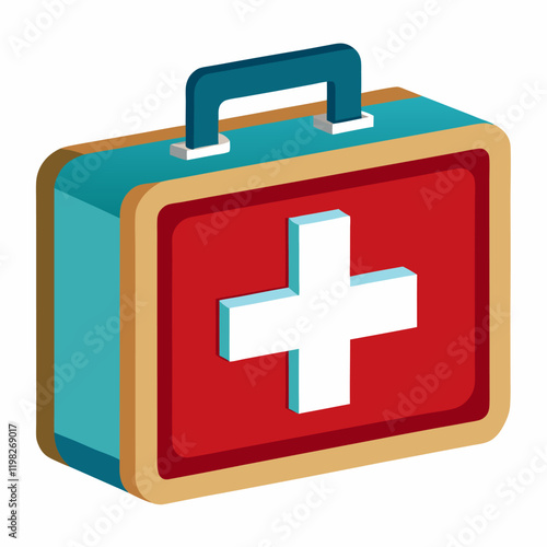 Colorful Graphics of a First Aid box-Vector Illustration