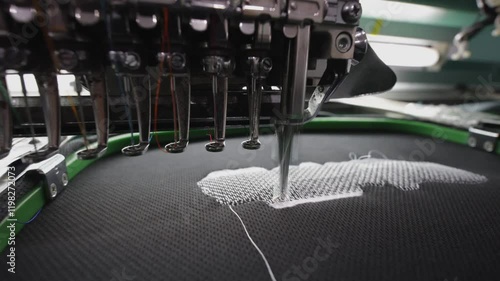 Embroidery machine Textile Industry at Garment Manufacturers Kota Kinabalu, Sabah, Malaysia.(selective focus and soft focus)