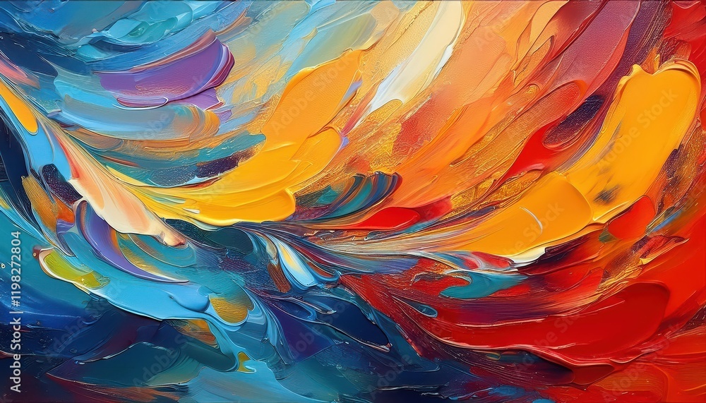 Striking Texture from Painting at A Closeup Study of Vibrant Oil Brushstrokes, Showcasing the Rich Palette and Masterful Blending Techniques of Impressionism