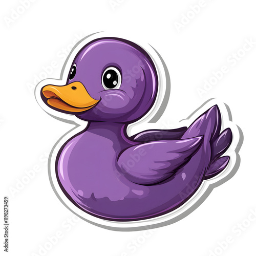 Modern Minimal Purple Rubber Duck Sticker on White Background photo