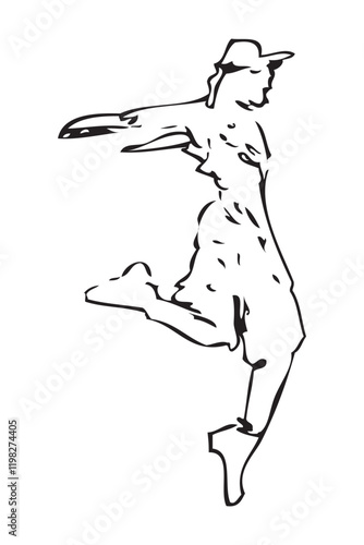 woman ballet dancer, simple vector sketch illustration