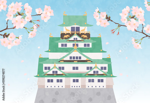 桜に包まれた春の大阪城