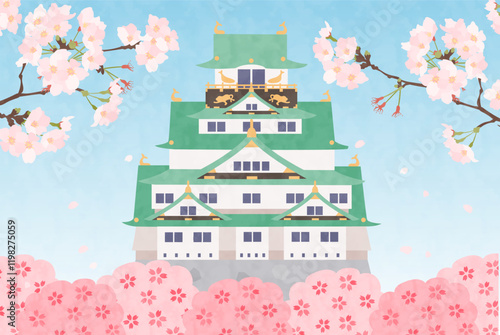 桜に包まれた春の大阪城