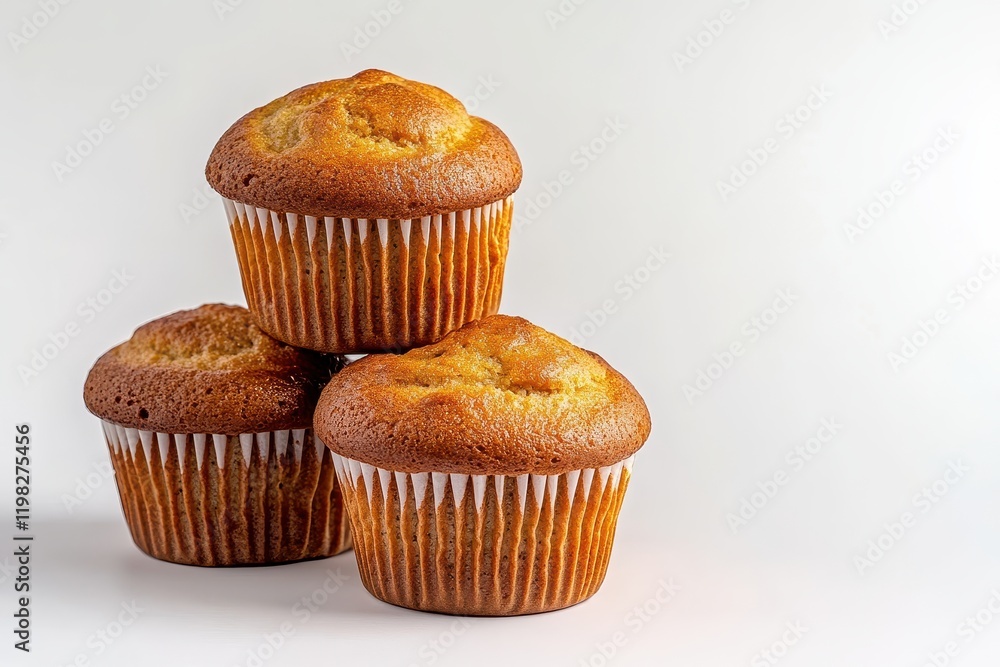 Deliciously Baked Golden Cupcakes Stacked on a Plain Background Showcasing Sweetness and Freshness Perfect for Dessert Lovers and Baking Enthusiasts Deliciously Baked Golden Cupcakes Stacked on a Plain Background Showcasing Sweetness and Freshness Perfect for Dessert Lovers and Baking Enthusiasts