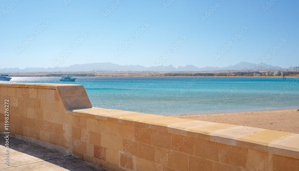 Fototapeta premium beautiful views of the coast of sunny sahl hasheesh for background