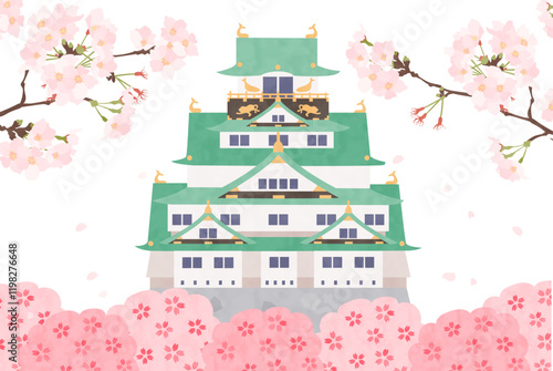 桜に包まれた春の大阪城