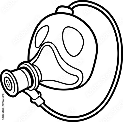 Black Line Art of a Gas Mask -Vector Illustration photo