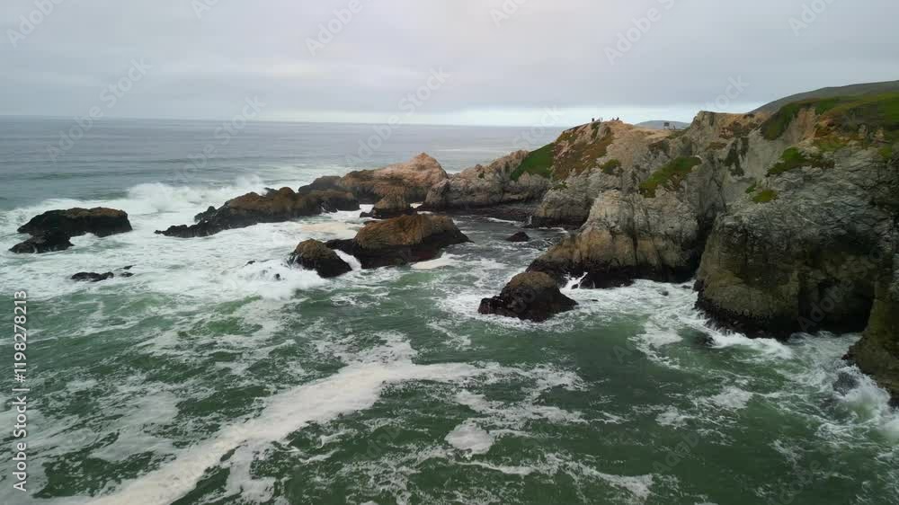 Dramatic Pacific Coastline, Aerial View, Bodega Head, Sonoma County Dramatic Pacific Coastline, Aerial View, Bodega Head, Sonoma County