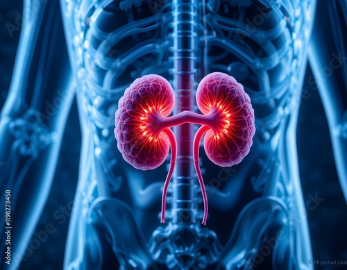 Illustration of human kidney organ 