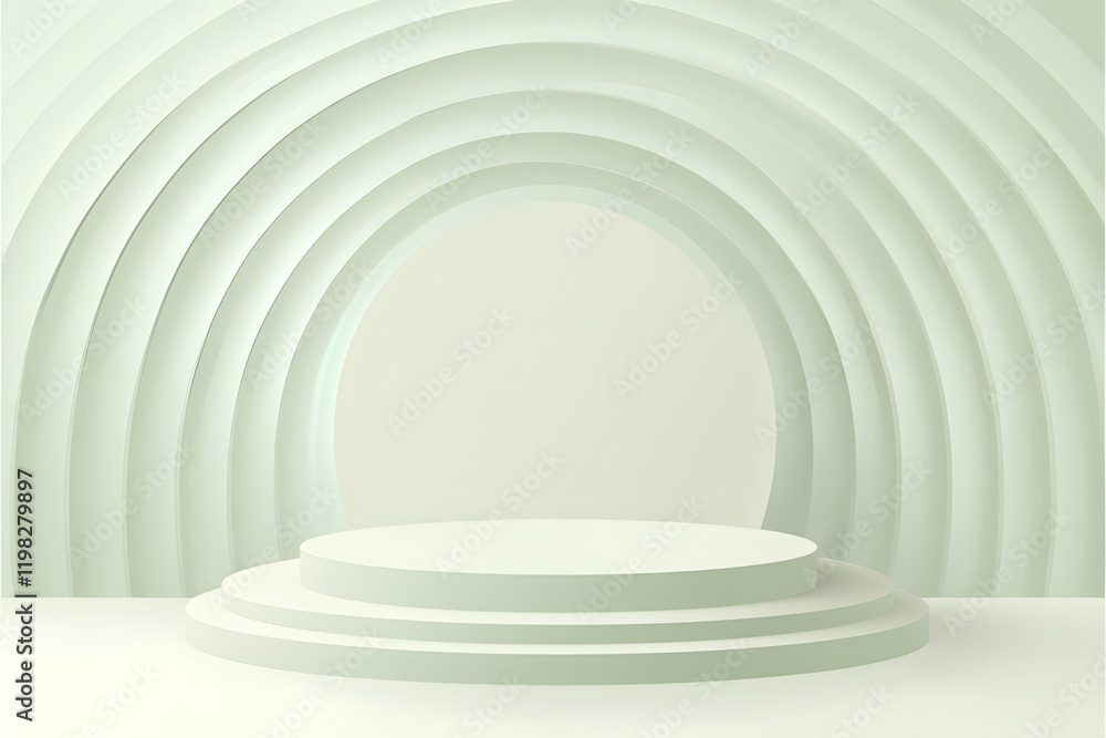 Fototapeta premium Three-Tiered Circular Platform with Concentric Circular Wall