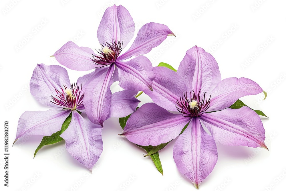 Obraz premium Purple Clematis Isolated on White Background. Beautiful Clematis Flower