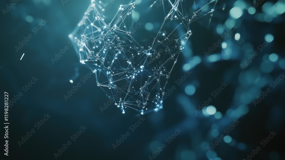 Naklejka premium Abstract Network Visualization: Glowing Nodes and Connections