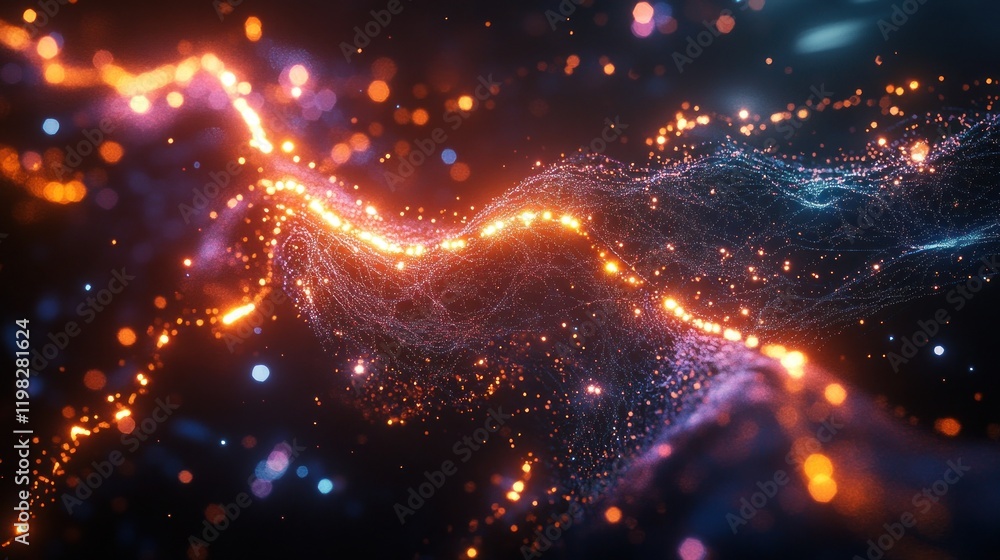 Abstract Cosmic Nebula: A Symphony of Orange and Blue Lights Abstract Cosmic Nebula: A Symphony of Orange and Blue Lights