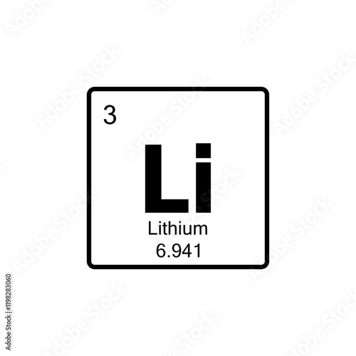 periodic table Lithium line icon