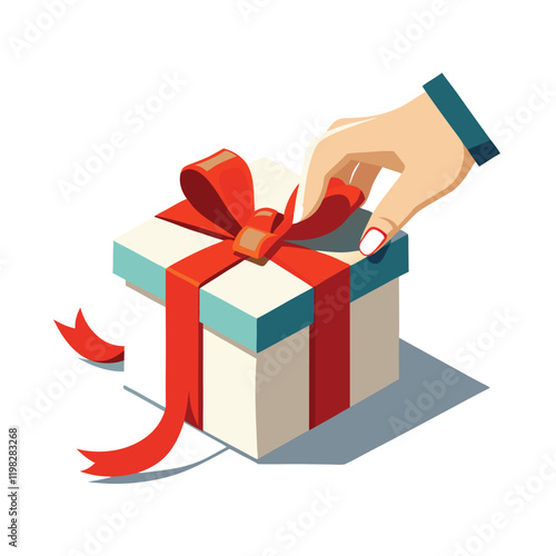 hand with gift box vector