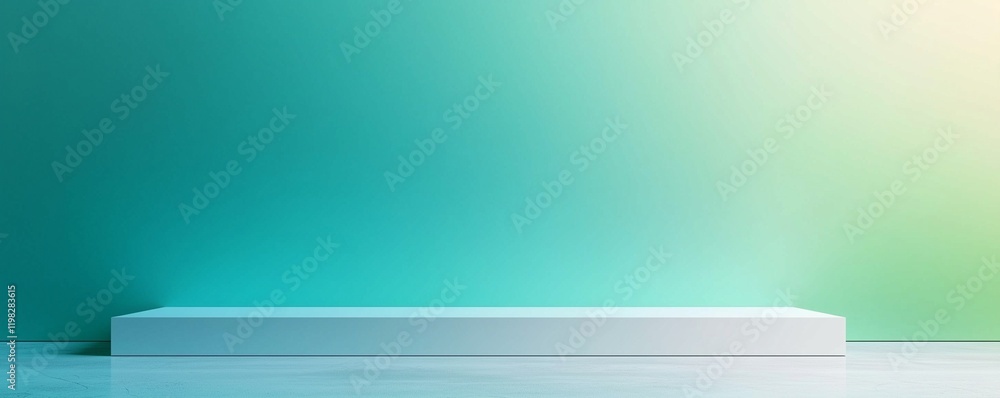 Smooth gradient wall mockup fading between green and blue tones on a solid base Smooth gradient wall mockup fading between green and blue tones on a solid base