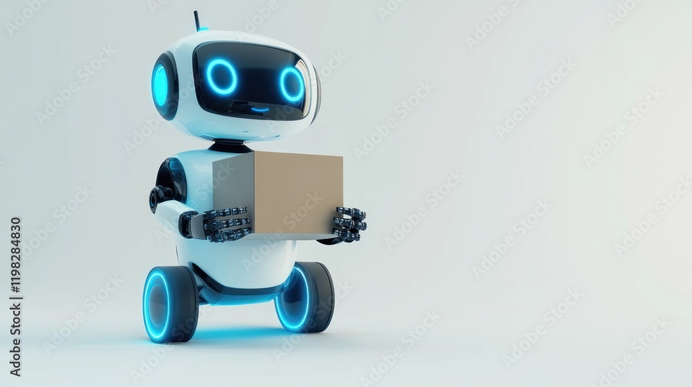 Cute robot carrying a cardboard box. (1) Cute robot carrying a cardboard box. (1)