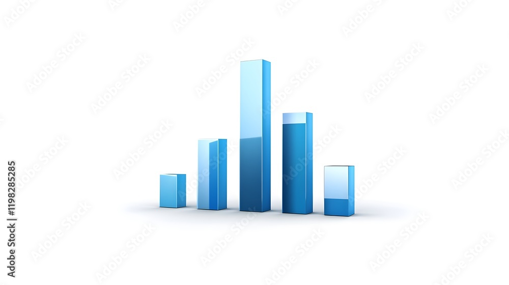 Blue Three Dimensional Bar Graph Showing Growth Blue Three Dimensional Bar Graph Showing Growth