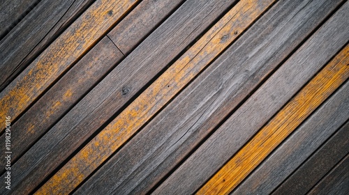 Diagonal aged wood planks texture background. photo