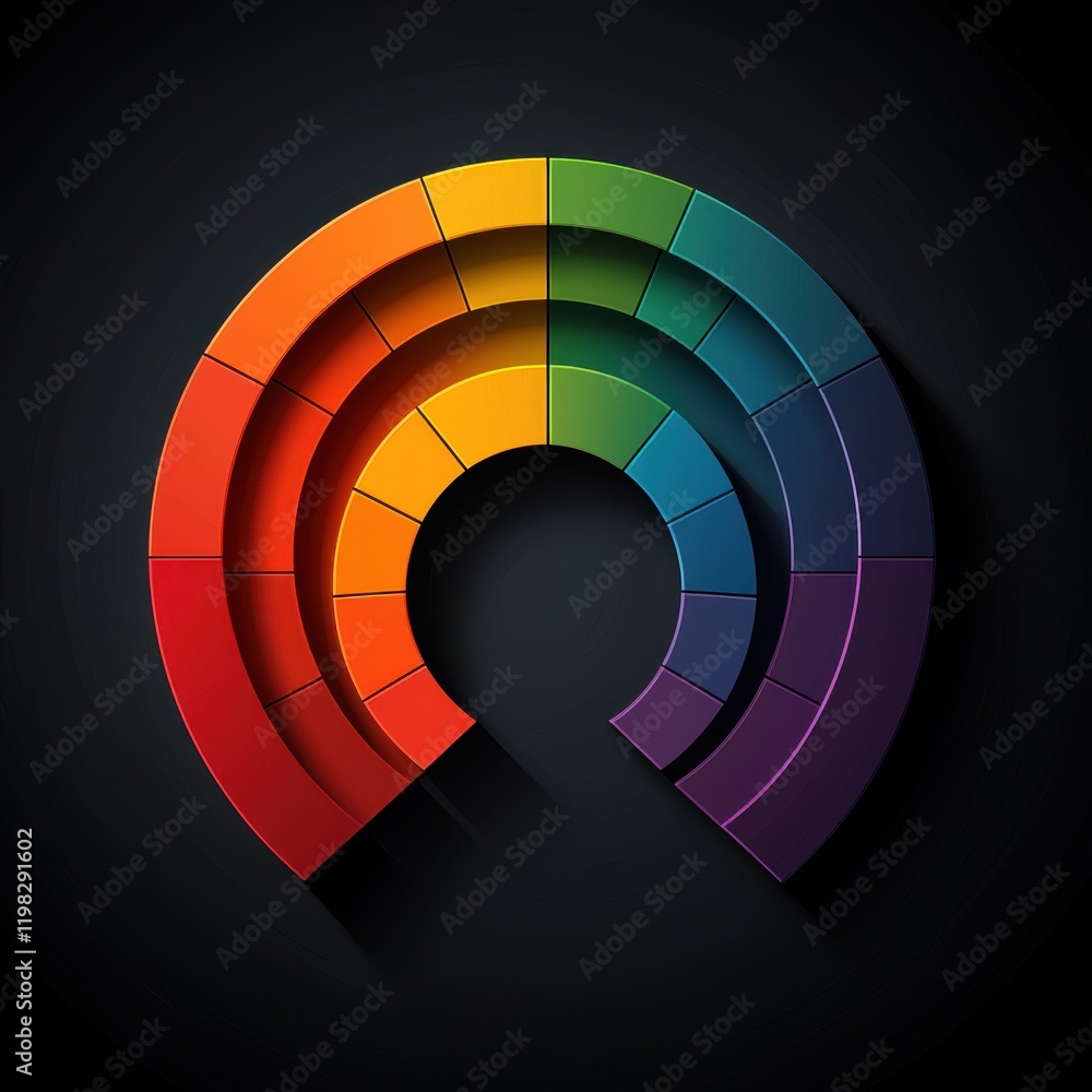 Obraz premium Abstract Rainbow Color Wheel Chart Circular Graphic Design Element Semicircle Spectrum