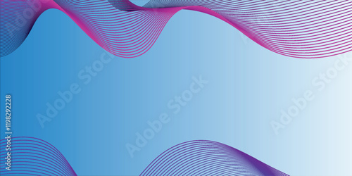 shining wave lines on blue and white background. Dynamic wave pattern. Modern flowing wavy lines. Futuristic vector technology