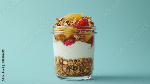 A simple bowl with a mix of colorful berries, oats, and a dollop of Greek yogurt for balance diet