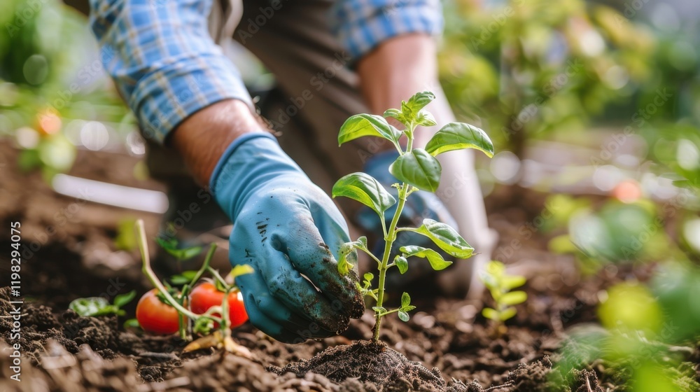 Fototapeta premium Chemical-Free Gardening: Cultivating a garden without synthetic chemicals, using organic practices to grow healthier plants, flowers, and vegetables. 