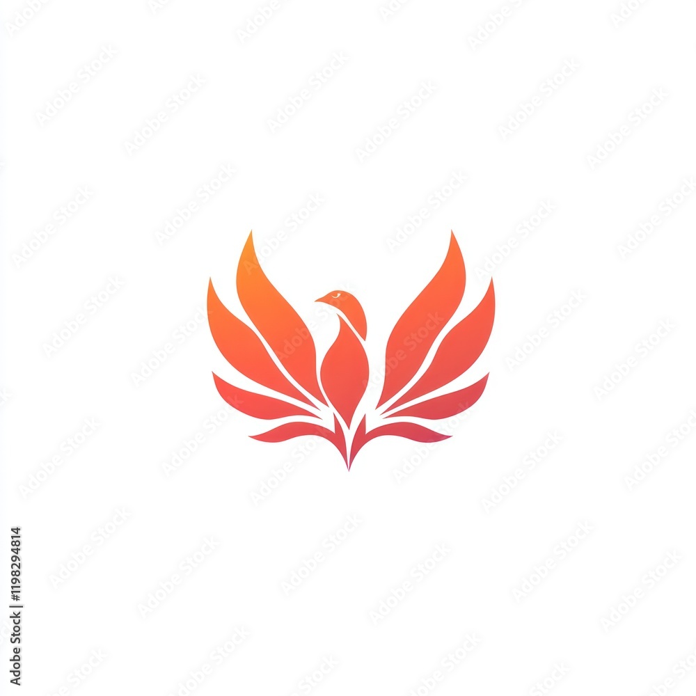 Bird with orange feather shapes on a white background, possibly for symbolism or branding Bird with orange feather shapes on a white background, possibly for symbolism or branding