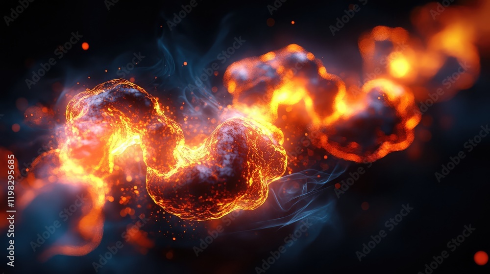 Fototapeta premium Medical illustration of glowing endocrine glands in a futuristic abstract style.