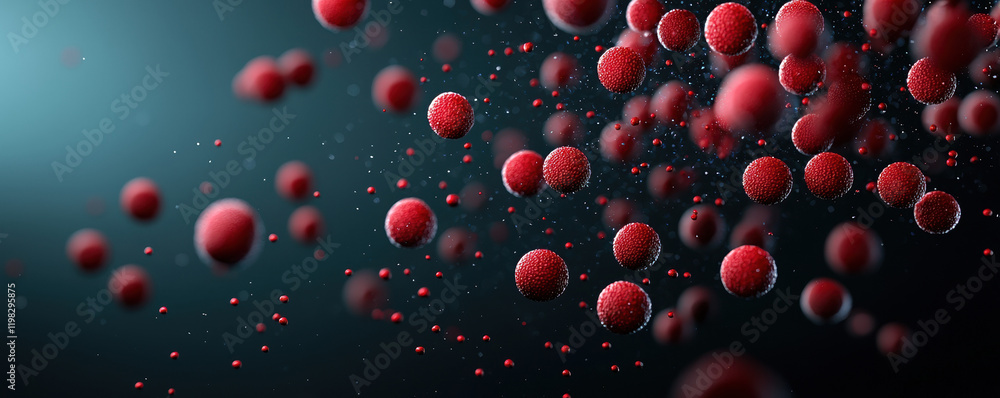 3D rendered red cells in flow, symbolizing essential life processes