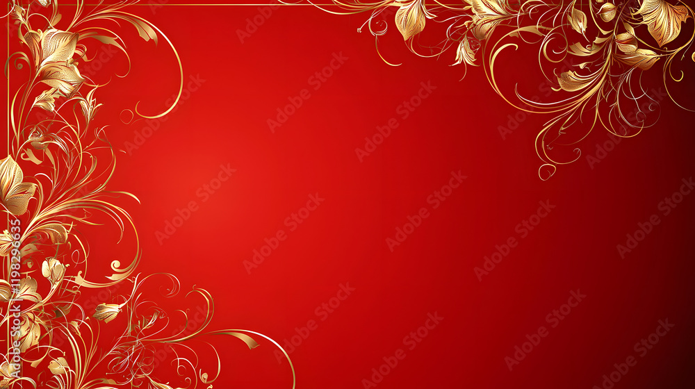 Elegant floral design background digital art abstract red and gold color scheme artistic viewpoint visual aesthetics Elegant floral design background digital art abstract red and gold color scheme artistic viewpoint visual aesthetics
