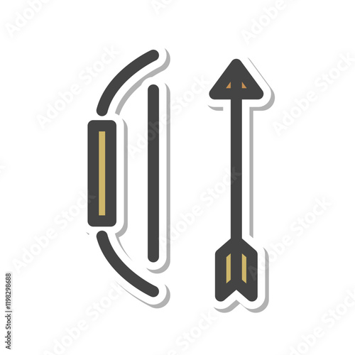 ステッカー風スポーツ関連の単品アイコン　弓矢