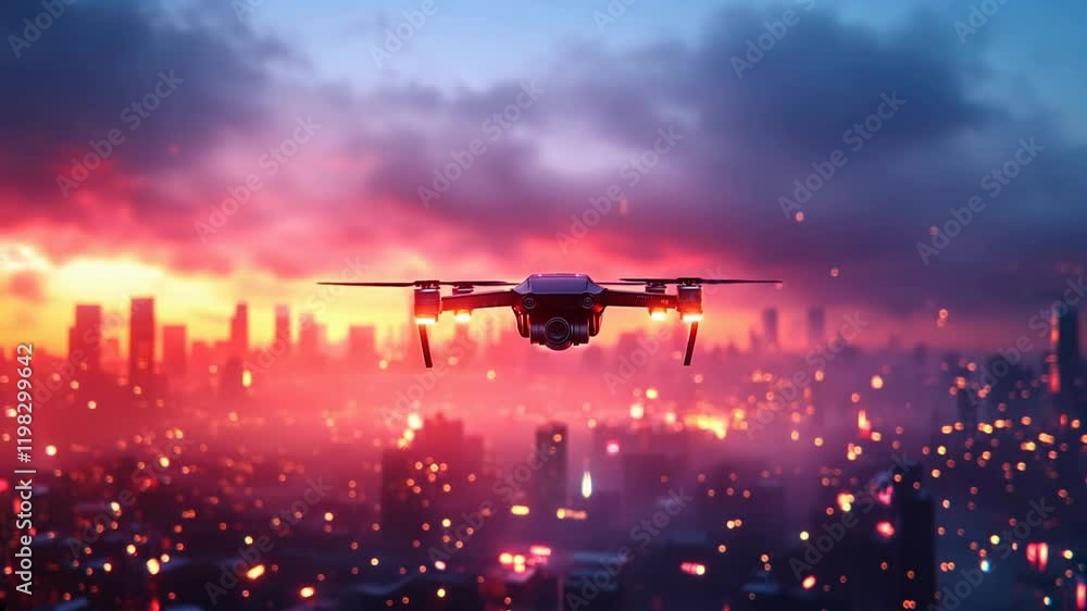 Drone Over Neon City: A futuristic cityscape is painted in neon hues as a sleek drone glides effortlessly through the sky. The vivid, almost surreal. Drone Over Neon City: A futuristic cityscape is painted in neon hues as a sleek drone glides effortlessly through the sky. The vivid, almost surreal.